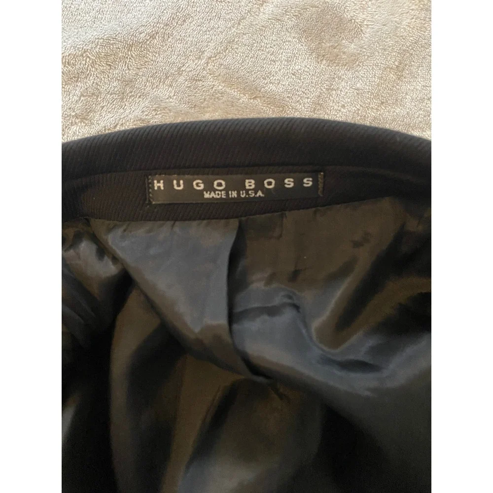 Hugo Boss Blazer Mens 46L Black Einstein US 100% Virgin Wool 3-Button USA Made